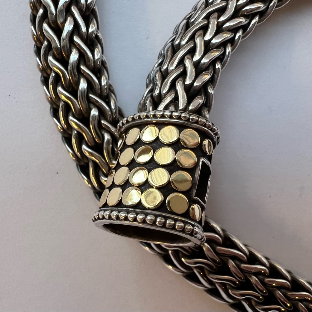 John Hardy Classic Dot Chain Necklace 10 MM - 925 SS & 18K Gold - AUTHENTIC